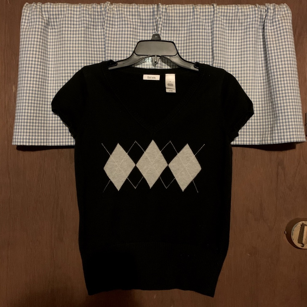 Liz & Co. Argyle Sweater   Size Medium